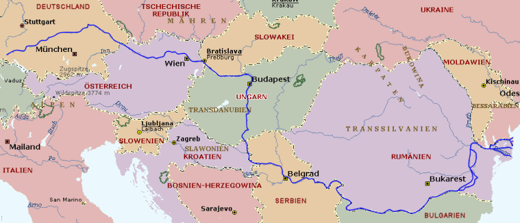 map of serbia and croatia. Dunav in Bulgaria, Serbia and